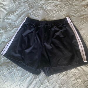 Black Athletic Shorts with White Stripes